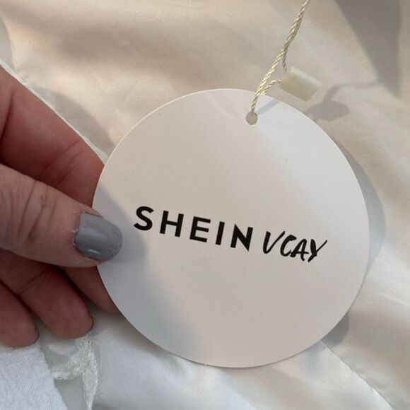 Shein NWT white ruffle sleeve embroidered blouse M - Picture 5 of 10